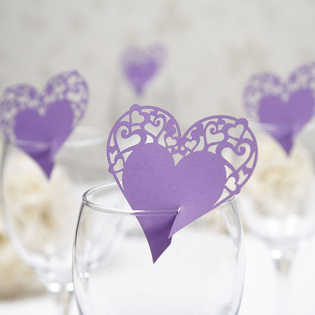 Purple Heart Shaped Place Card