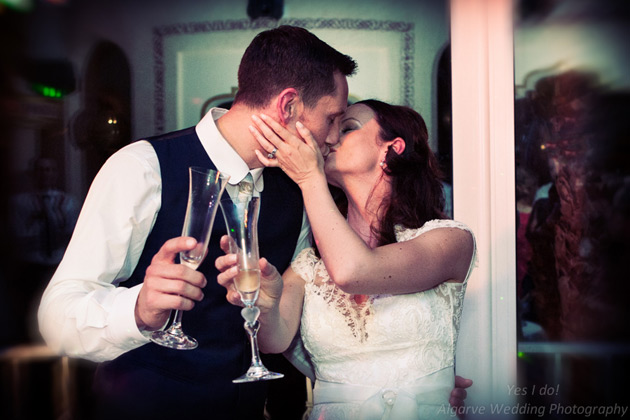 The newlyweds toasting their marriage      