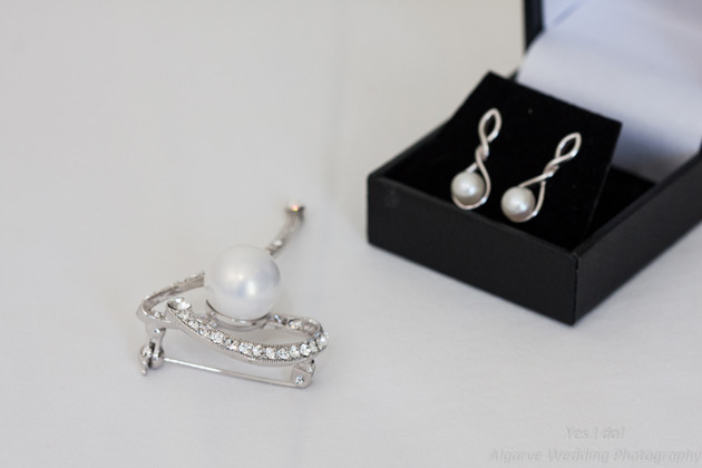 Pearl silver earrings and brooch   