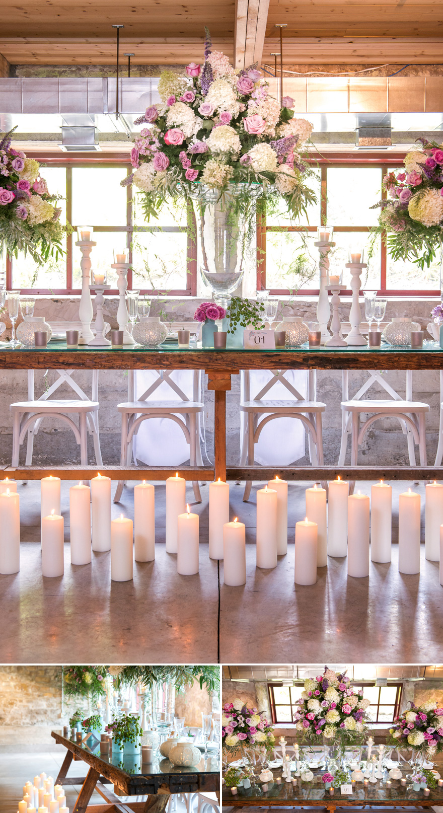 Bohemian Wedding Decor with Glass Vases and Big Floral Arrangements | Confetti.co.uk