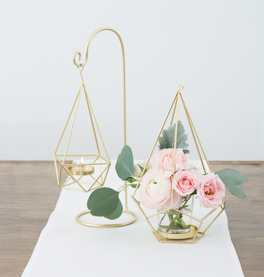 Spring Pink and Gold Geometric Wedding Table Decor | Confetti.co.uk