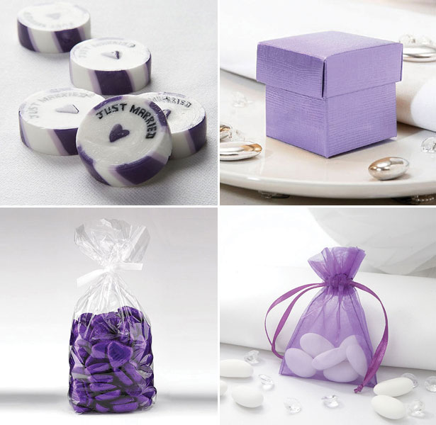 Collection of Purple Wedding Favours  