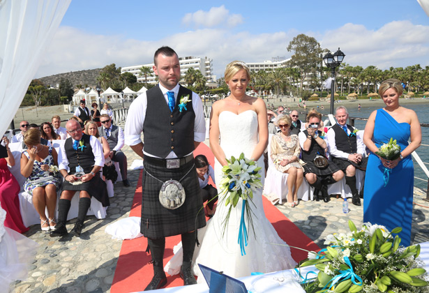 The bride and groom at the ceremony 