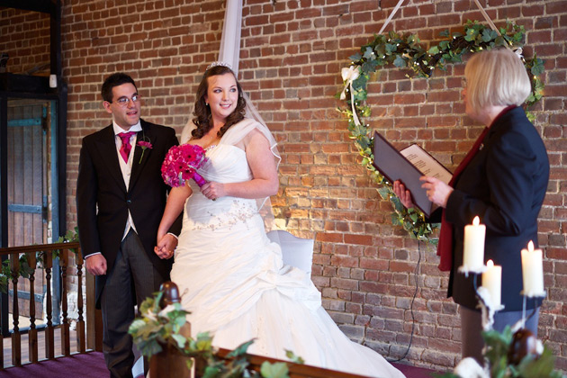 The bride and groom at the ceremony 