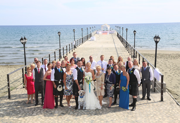 The newlyweds with their family and friends in Cyprus 