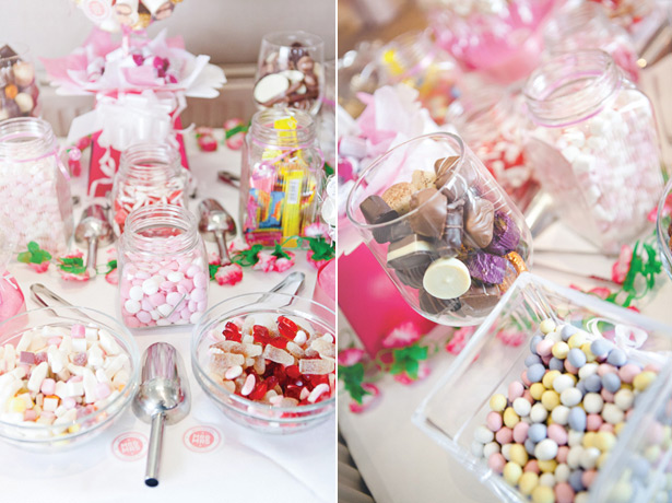 Candy table with retro sweets  