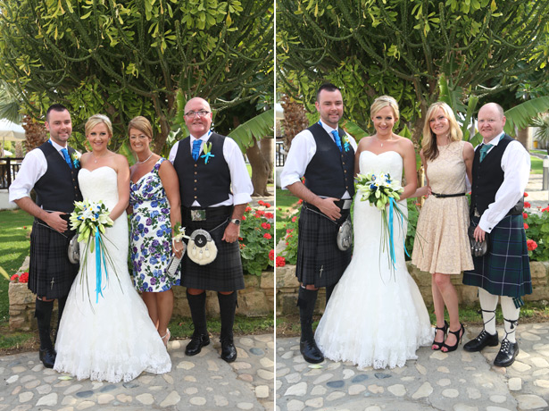 The bride and groom with their families 