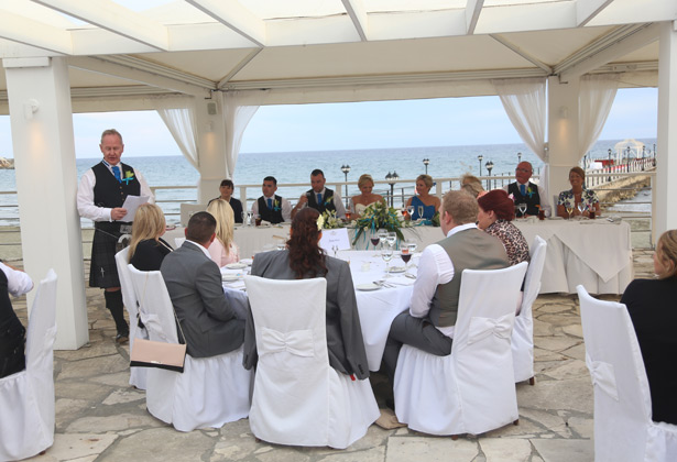 Guests enjoying the father of the bride speech   