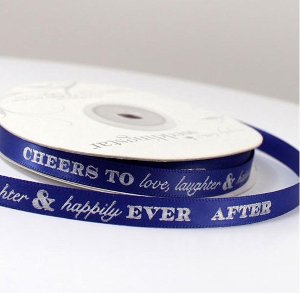 Blue personalised wedding ribbon 