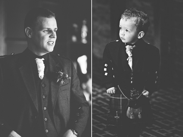 The groom and younger wedding guest in kilts