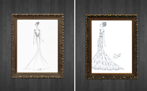 Justin Alexander Premium Antique Silver Designer Sketch (8727) and Premium Vintage Gold Designer Sketch Frame