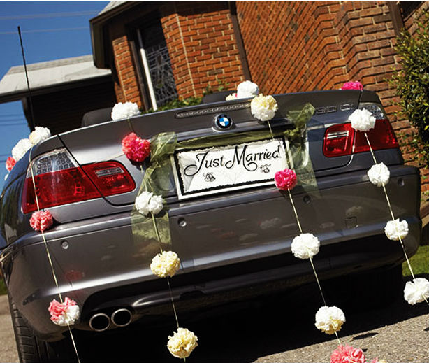 Just married wedding car