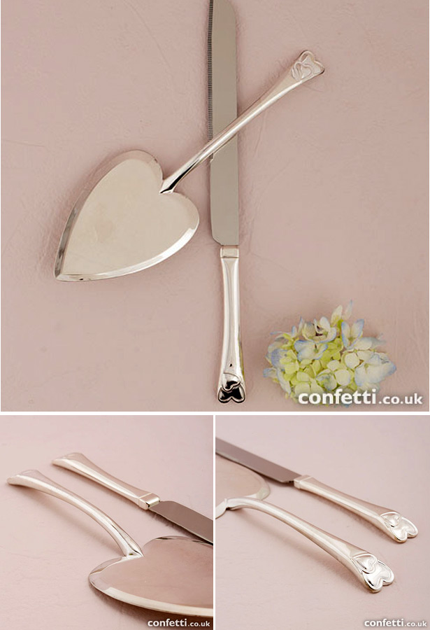 Heart Silver Plated Cake Serving Set