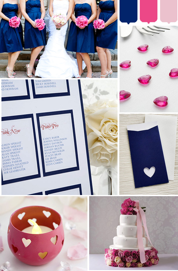 Navy and pink wedding mood board Confetti.co.uk 