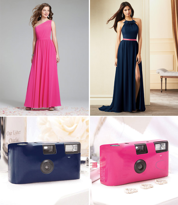 Navy and pink colour combination wedding dresses and accessories 