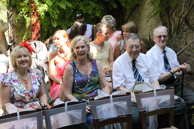 Guests seated at the ceremony in Vasilias Nikoklis Inn near Paphos, Cyprus.