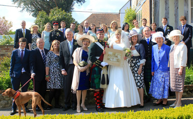 The newlyweds with their wedding guests  