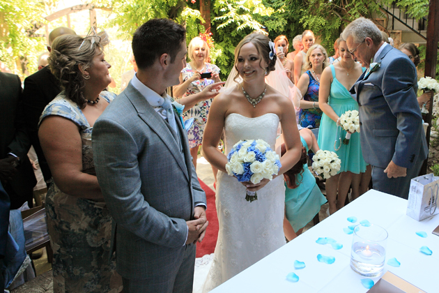 The bride and the groom together at the ceremony