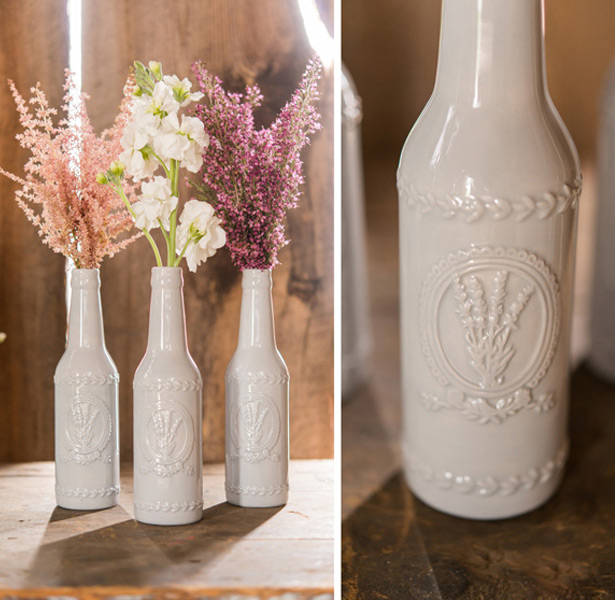 Vintage Inspired Ceramic Bottle With Lavender Motif