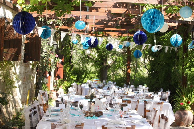 Blue wedding decor at Vasilias Nikoklis Inn