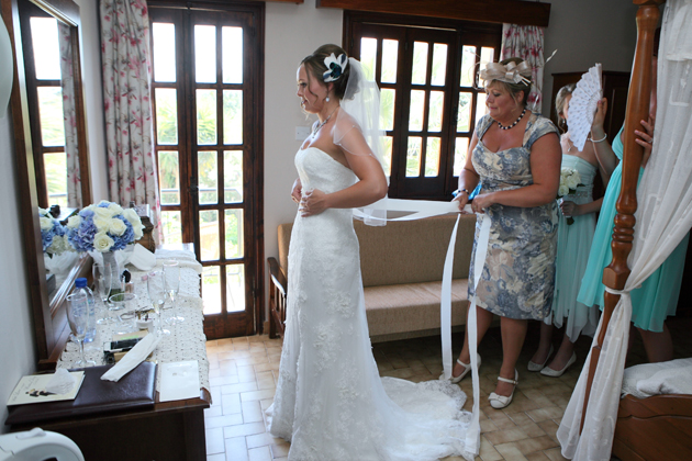 Bride in her Maggie Sottero dress