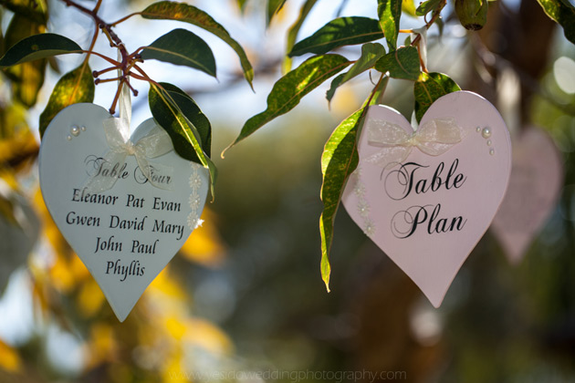 Heart shaped table planners  