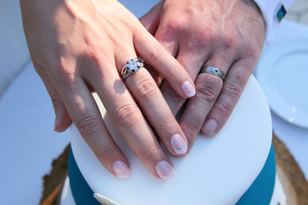 The bride and grooms wedding rings 