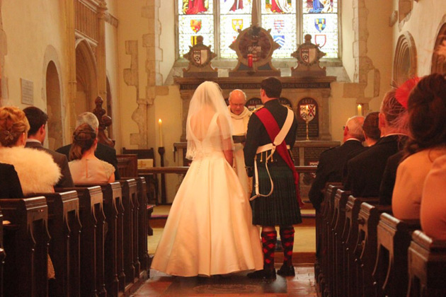 The bride and groom at the ceremony