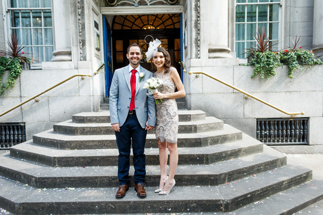 The newlyweds outside Chelsea Old Town Hall | Confetti.co.uk