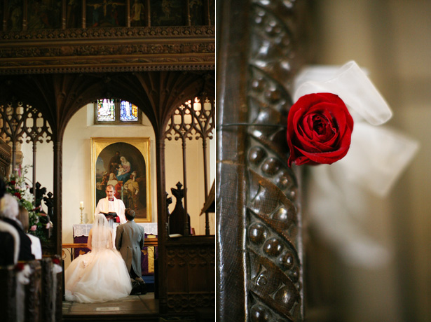 Bride and groom kneeling at the alter | Confetti.co.uk