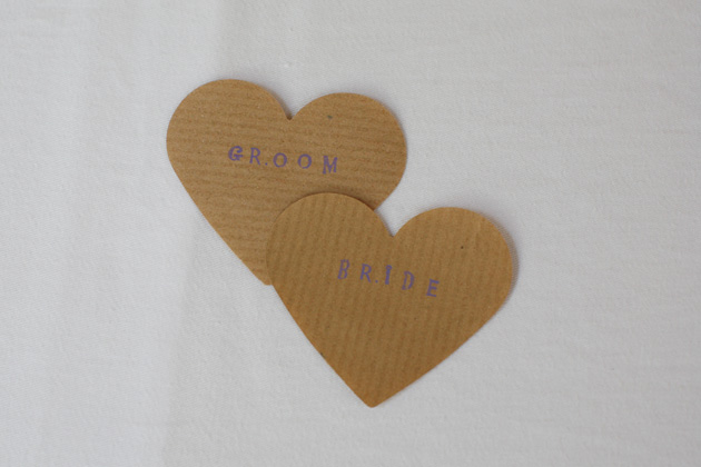 Rustic heart with bride and groom stamped | Confetti.co.uk