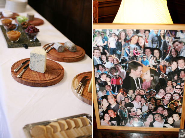 Cheese and crackers table, and a collection of images of the bride and groom | Confetti.co.uk