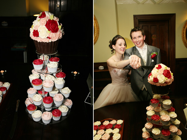 Tower of red and ivory wedding cupcakes | Confetti.co.uk