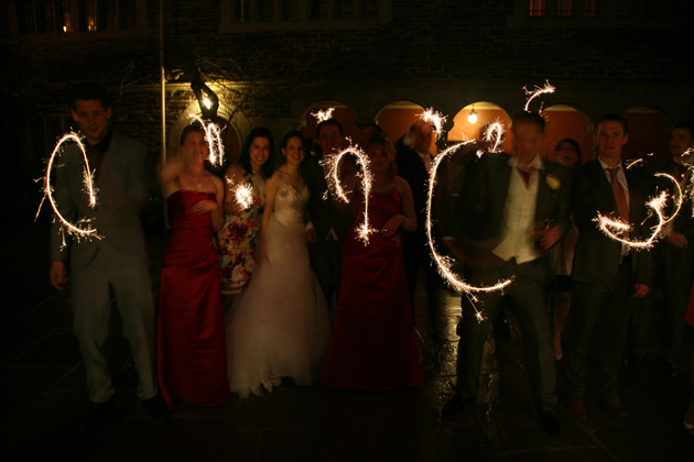 Wedding guests ending the night with sparklers | Confetti.co.uk