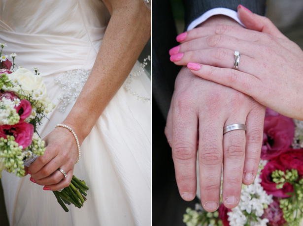 The brides pearl bracelet and silver wedding ring and band | Ava Images | Confetti.co.uk