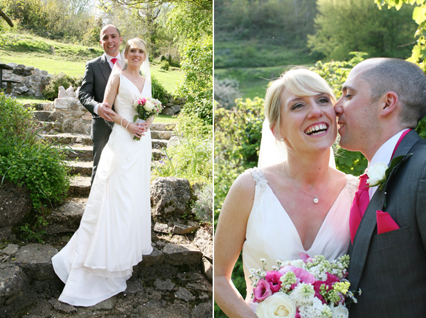 The bride and groom in beautiful manicured gardens | Ava Images | Confetti.co.uk