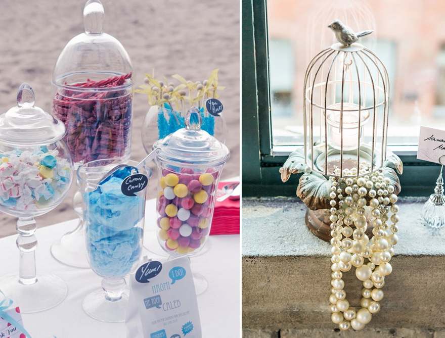 Tall wedding decor, jars, and birdcages | Confetti.co.uk