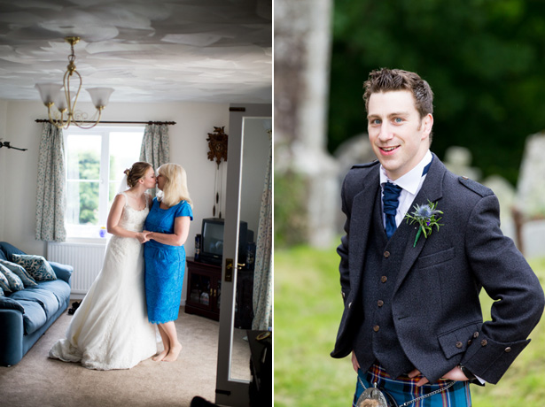 Groom with a thistle buttonhole and kilt | Confetti.co.uk