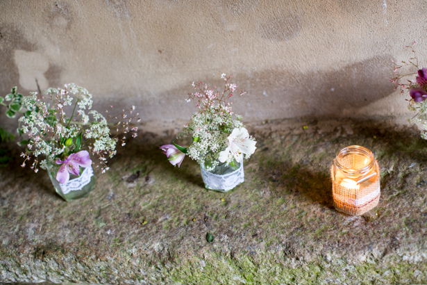 DIY jars with lace flowers and candles | Confetti.co.uk