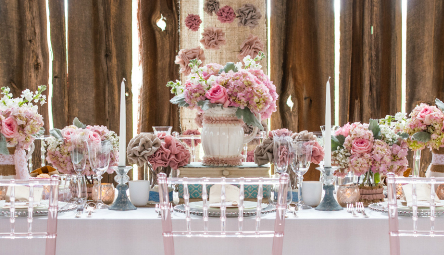 Raised Wedding Decor - Shabby Chic Wedding Reception Table | Confetti.co.uk