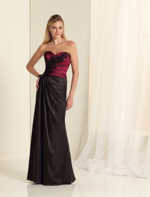 Two-tone red and black bridesmaid dress by Sophia Tolli