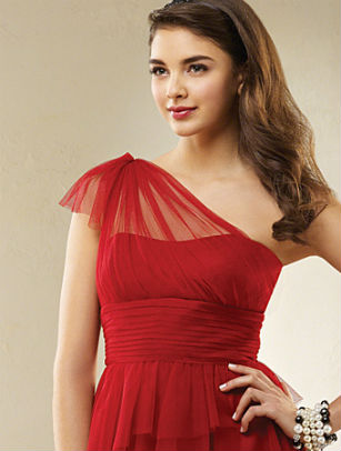 Red bridesmaid dress by Alfred Angelo