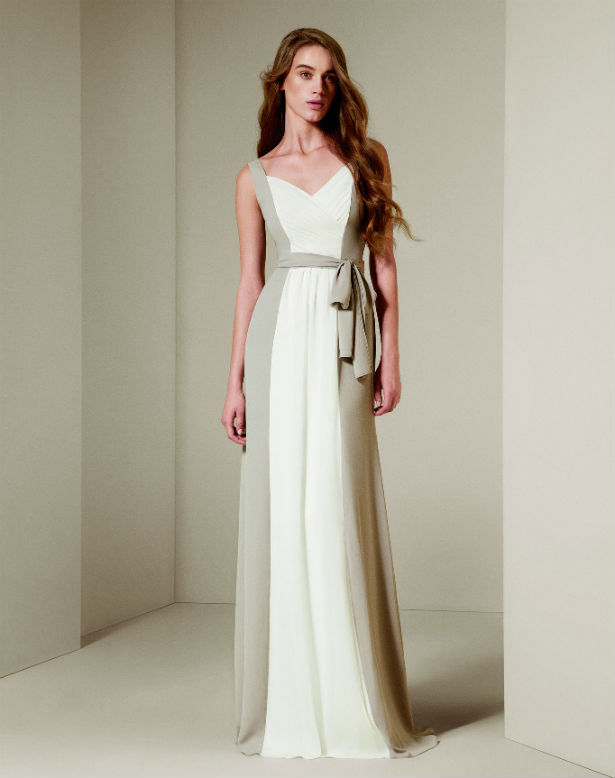 Two-tone white bridesmaid dress by Vera Wang