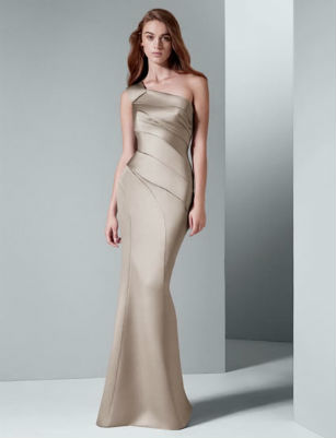 Silver long bridesmaid dress by Vera Wang