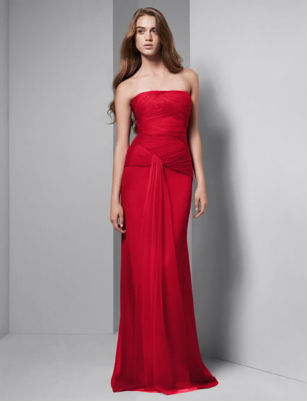 Long red bridesmaid dress by Vera Wang