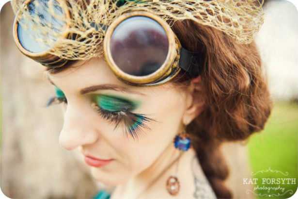 Peacock style eyes with steam punk hat photo by Kat Forsyth