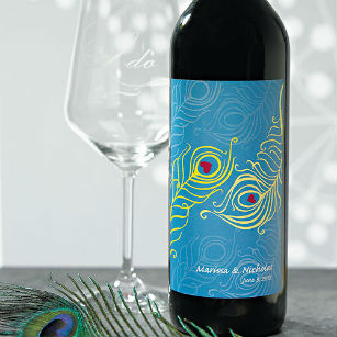 Perfect peacock wine bottle sticker label