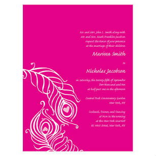 Perfect peacock invitation pink