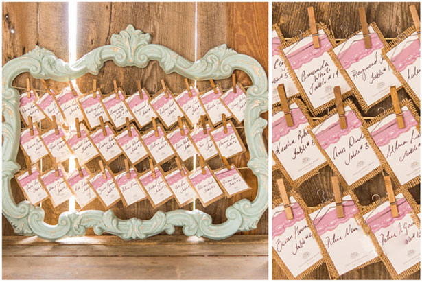 Rustic Vintage wedding seating plan with burlap place cards | Confetti.co.uk