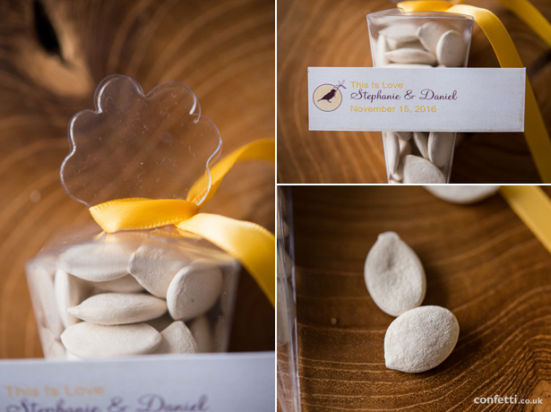 Autumnal pumpkin seeds are an easy way to incorporate seasonality into your wedding favours from Confetti.co.uk